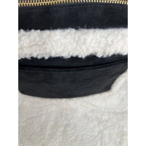 Bearpaw Crossbody Purse Black White Faux Shearling Suede  Adjustable Strap - Picture 6 of 9